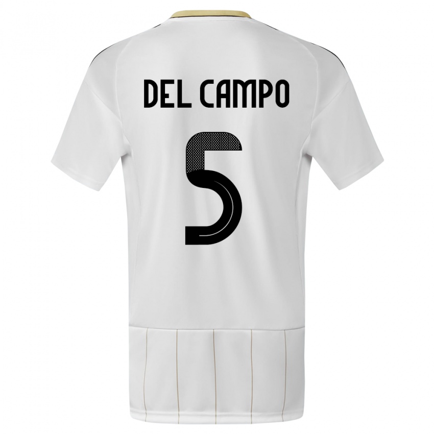 Homme Maillot Costa Rica Valeria Del Campo #5 Blanc Tenues Extérieur 24-26 T-Shirt Suisse