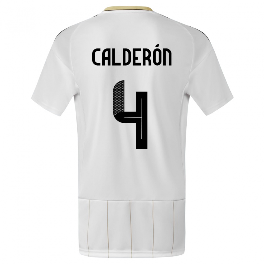 Homme Maillot Costa Rica Brandon Calderon #4 Blanc Tenues Extérieur 24-26 T-Shirt Suisse