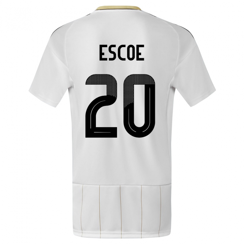 Herren Costa Rica Enyel Escoe #20 Weiß Auswärtstrikot Trikot 24-26 T-Shirt Schweiz