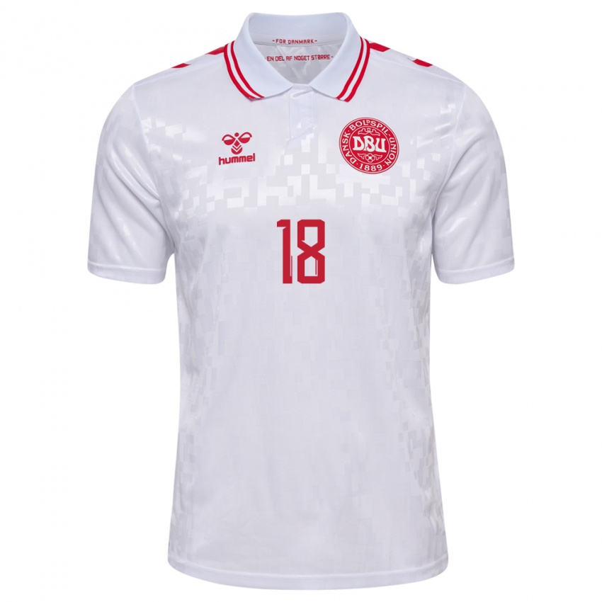 Homme Maillot Danemark Mads Enggard #18 Blanc Tenues Extérieur 24-26 T-Shirt Suisse