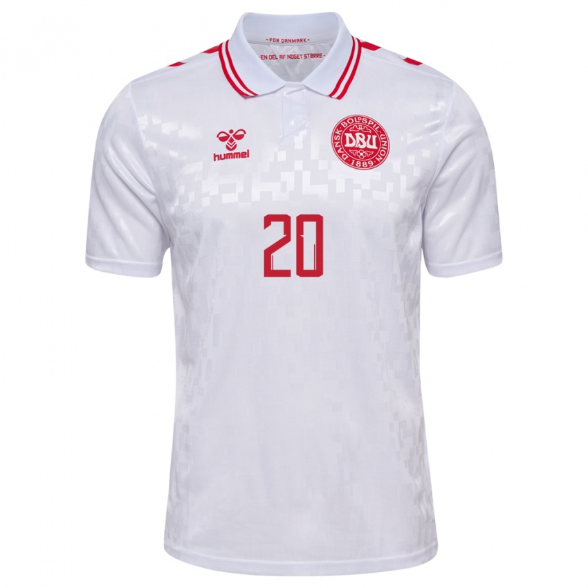 Homme Maillot Danemark Sanders Ngabo #20 Blanc Tenues Extérieur 24-26 T-Shirt Suisse