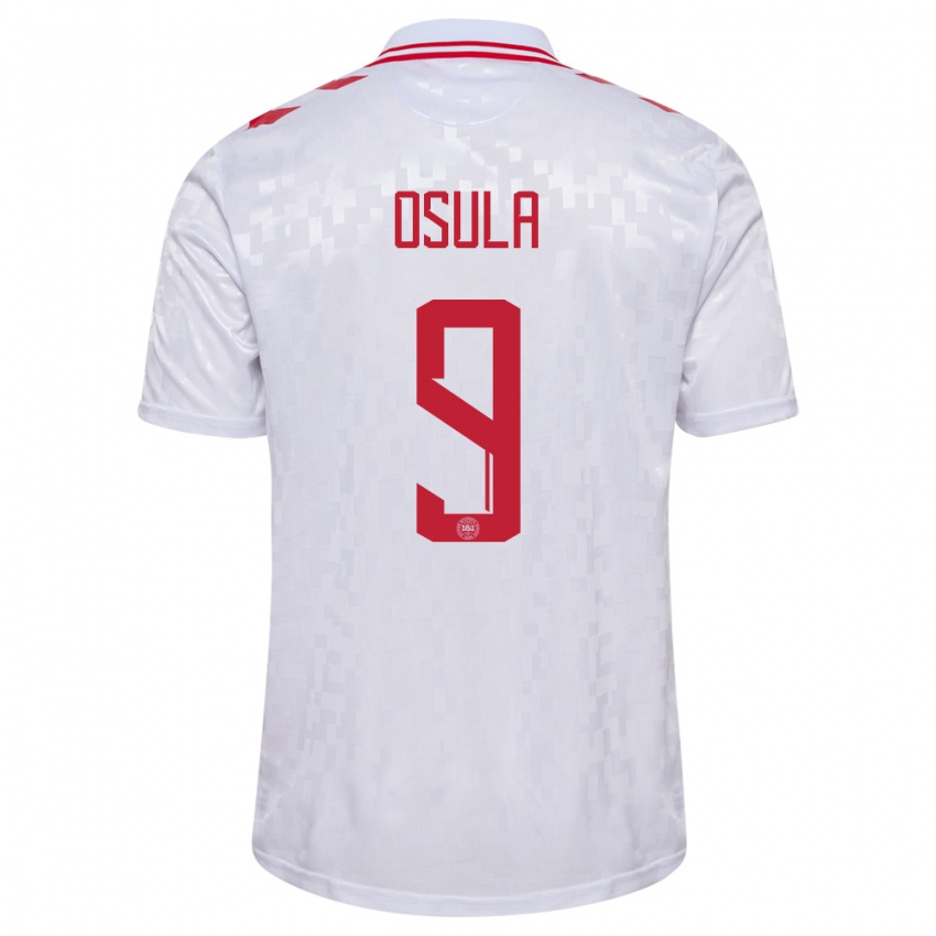 Homme Maillot Danemark William Osula #9 Blanc Tenues Extérieur 24-26 T-Shirt Suisse