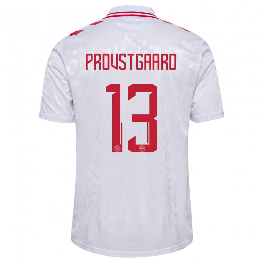 Herren Dänemark Oliver Provstgaard #13 Weiß Auswärtstrikot Trikot 24-26 T-Shirt Schweiz