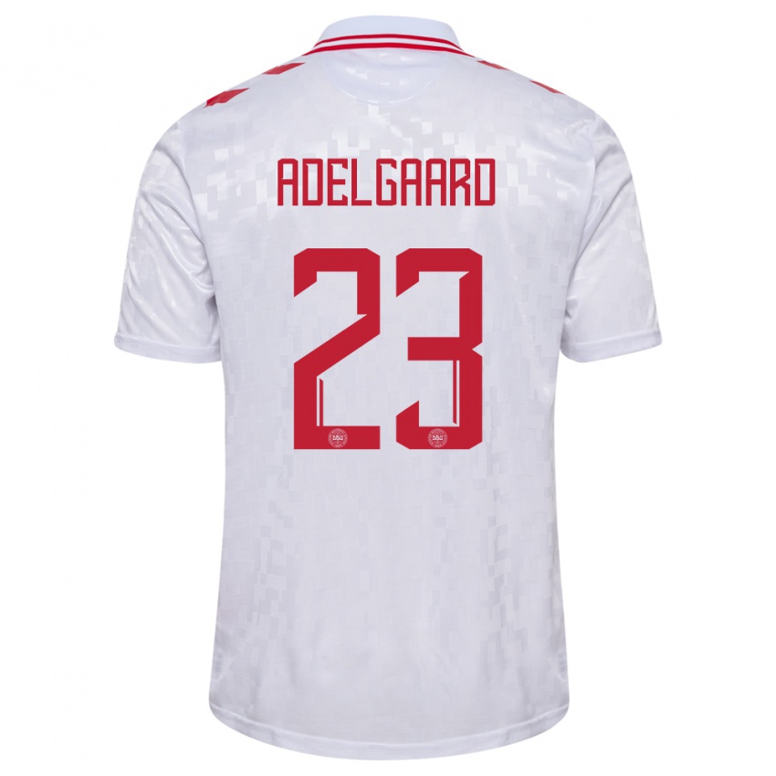 Homme Maillot Danemark Aske Adelgaard #23 Blanc Tenues Extérieur 24-26 T-Shirt Suisse