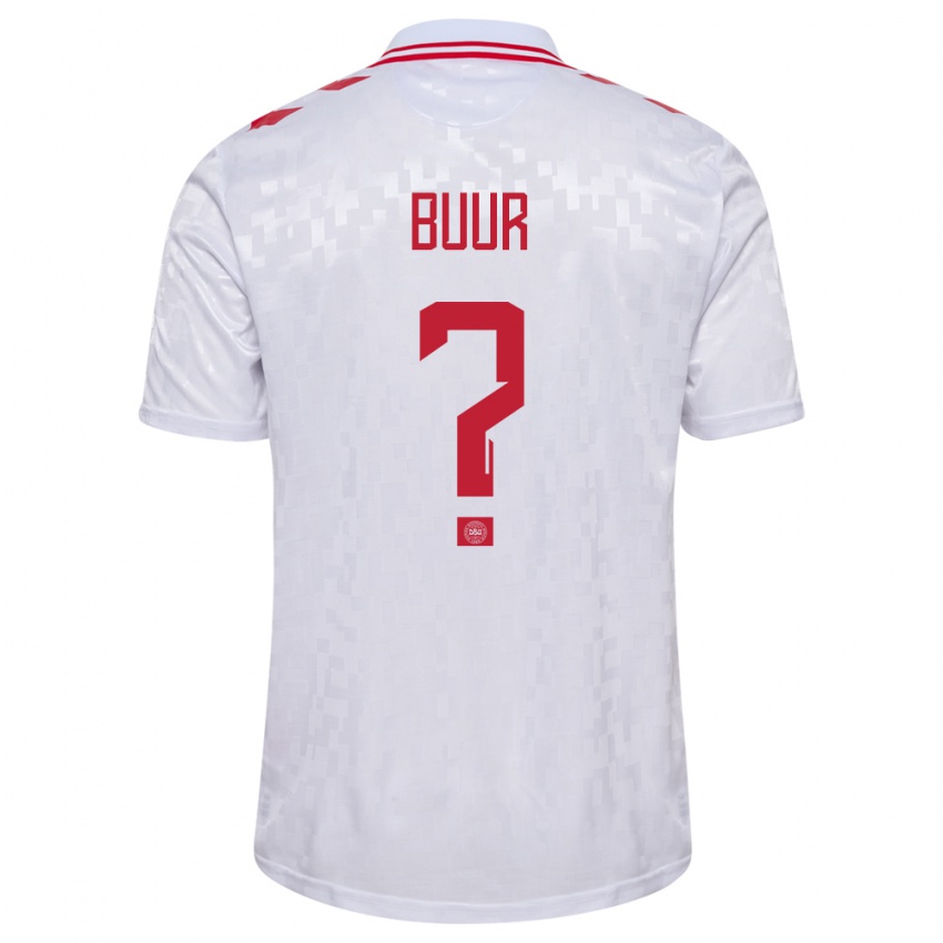 Herren Dänemark Oscar Buur #0 Weiß Auswärtstrikot Trikot 24-26 T-Shirt Schweiz