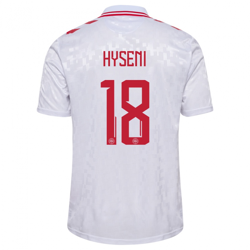 Herren Dänemark Olti Hyseni #18 Weiß Auswärtstrikot Trikot 24-26 T-Shirt Schweiz
