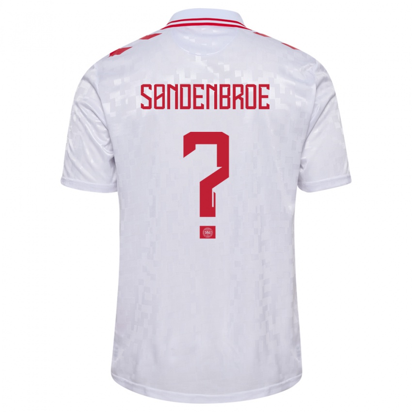 Homme Maillot Danemark Andreas Søndenbroe #0 Blanc Tenues Extérieur 24-26 T-Shirt Suisse