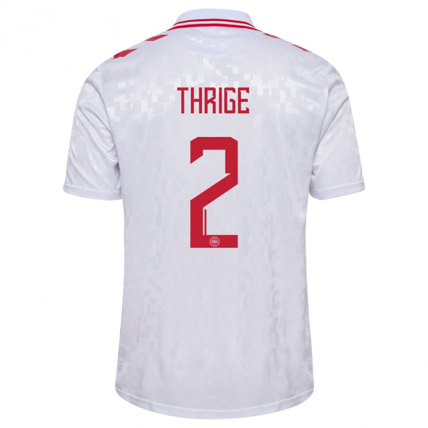 Homme Maillot Danemark Sara Thrige #2 Blanc Tenues Extérieur 24-26 T-Shirt Suisse