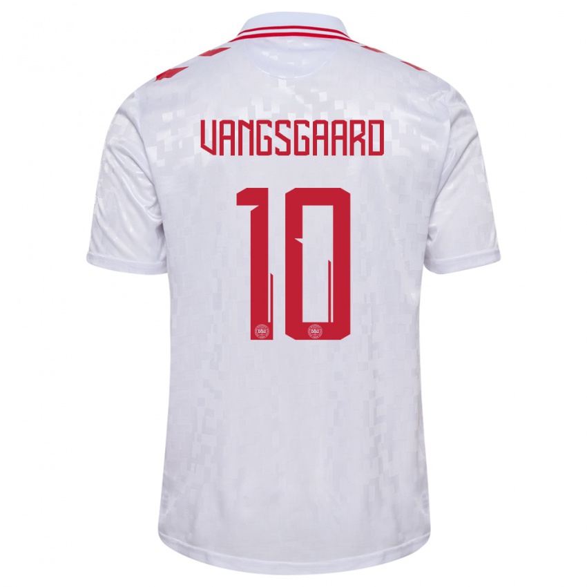Homme Maillot Danemark Amalie Vangsgaard #10 Blanc Tenues Extérieur 24-26 T-Shirt Suisse