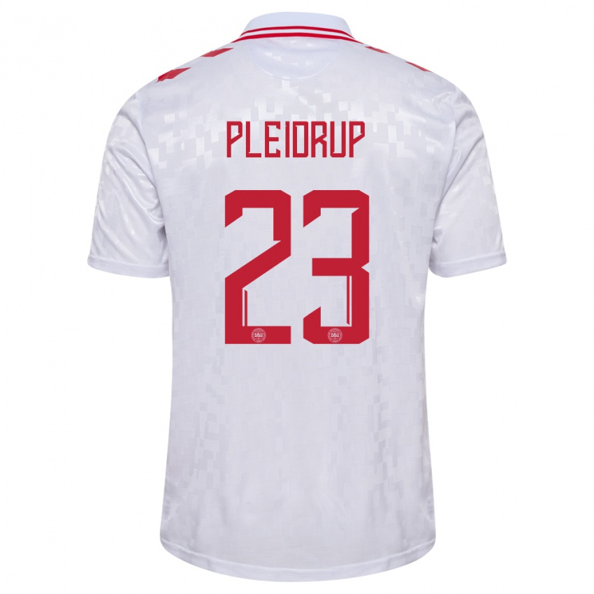 Herren Dänemark Caroline Pleidrup #23 Weiß Auswärtstrikot Trikot 24-26 T-Shirt Schweiz