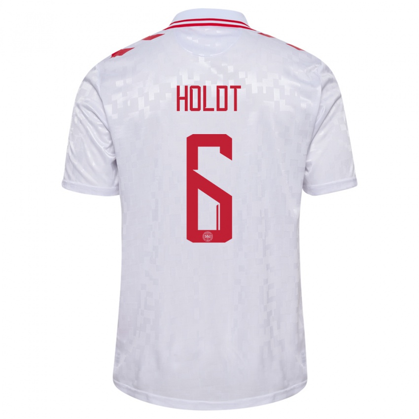 Homme Maillot Danemark Olivia Holdt #6 Blanc Tenues Extérieur 24-26 T-Shirt Suisse