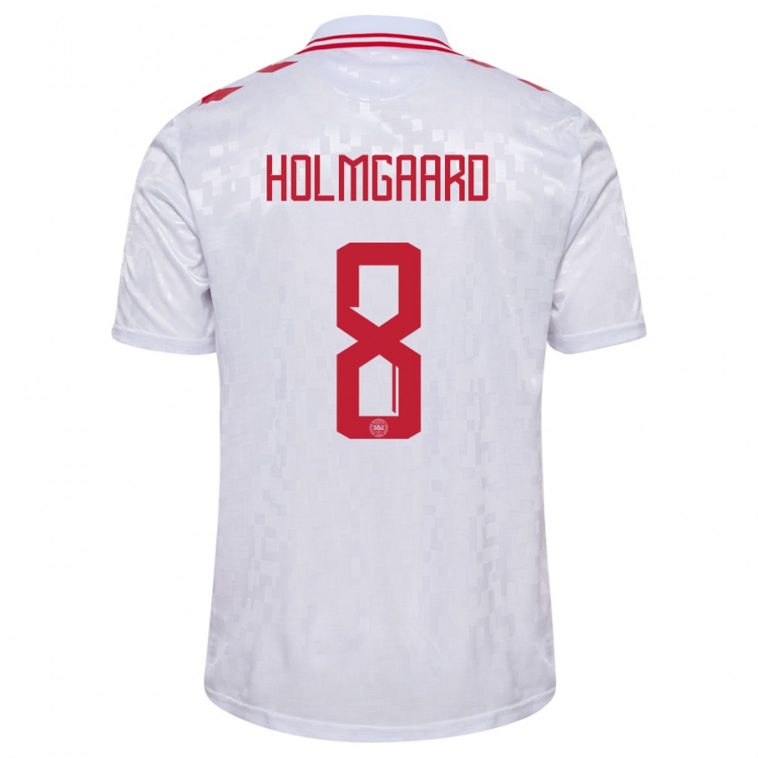 Homme Maillot Danemark Sara Holmgaard #8 Blanc Tenues Extérieur 24-26 T-Shirt Suisse