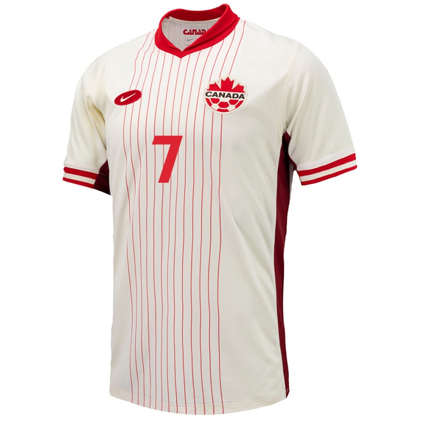 Homme Maillot Canada Stephen Eustaquio #7 Blanc Tenues Extérieur 24-26 T-Shirt Suisse