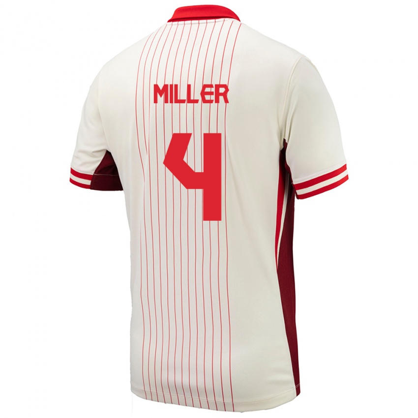 Homme Maillot Canada Kamal Miller #4 Blanc Tenues Extérieur 24-26 T-Shirt Suisse