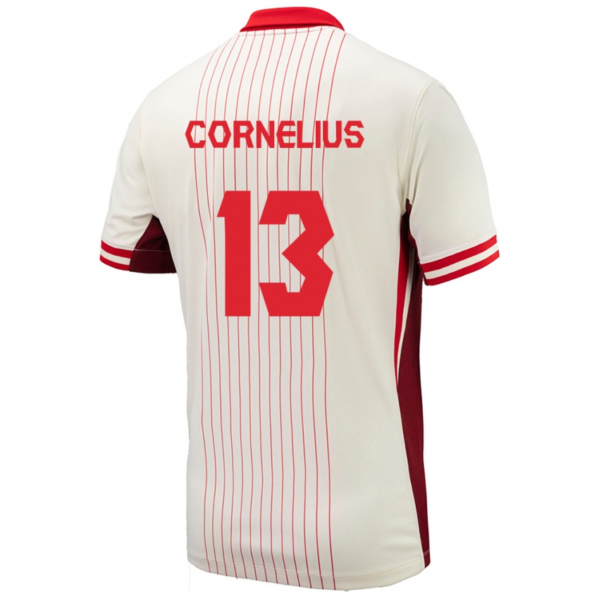 Herren Kanada Derek Cornelius #13 Weiß Auswärtstrikot Trikot 24-26 T-Shirt Schweiz