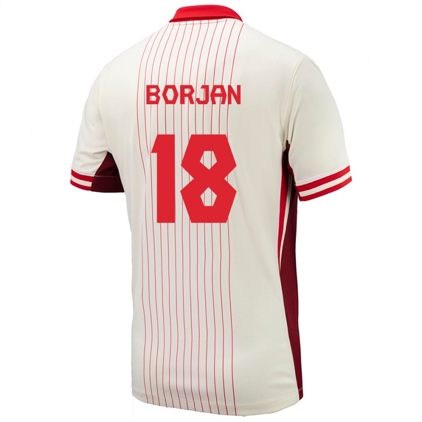 Homme Maillot Canada Milan Borjan #18 Blanc Tenues Extérieur 24-26 T-Shirt Suisse