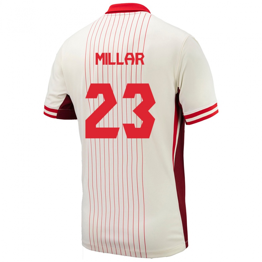 Homme Maillot Canada Liam Millar #23 Blanc Tenues Extérieur 24-26 T-Shirt Suisse