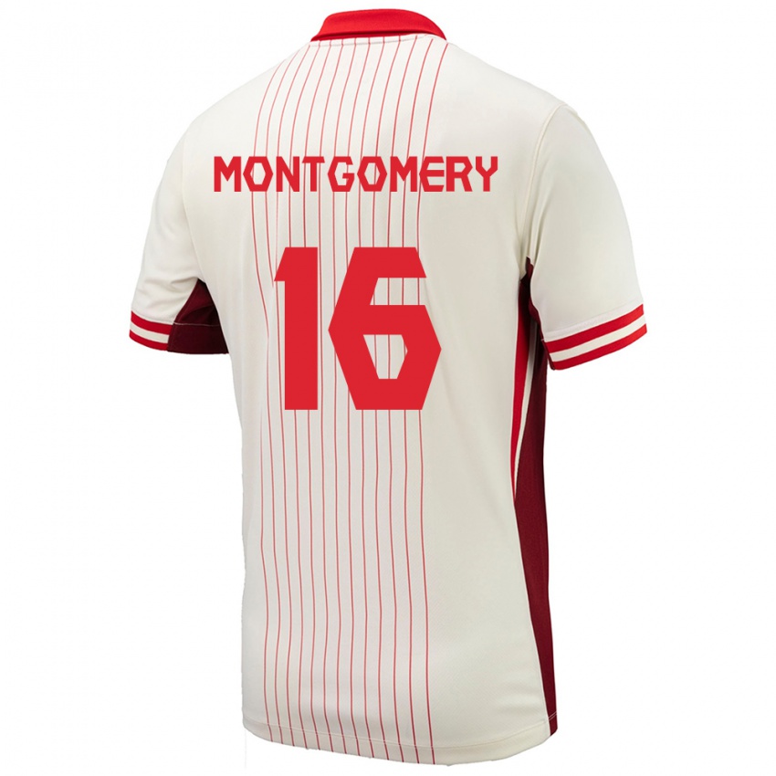 Homme Maillot Canada Callum Montgomery #16 Blanc Tenues Extérieur 24-26 T-Shirt Suisse