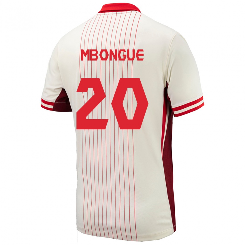 Homme Maillot Canada Hugo Mbongue #20 Blanc Tenues Extérieur 24-26 T-Shirt Suisse