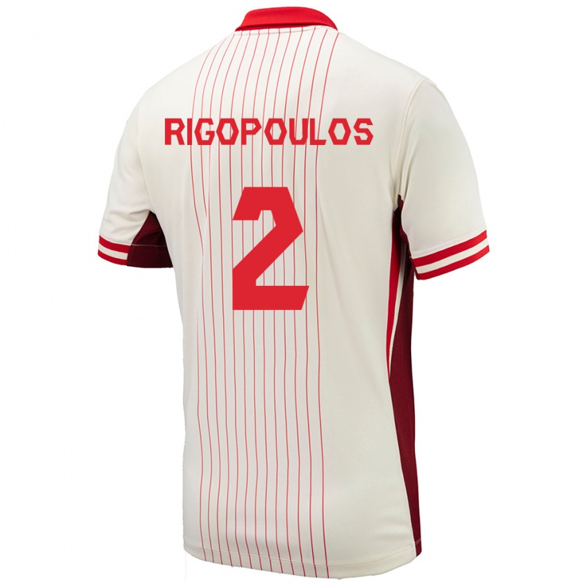 Herren Kanada Theo Rigopoulos #2 Weiß Auswärtstrikot Trikot 24-26 T-Shirt Schweiz