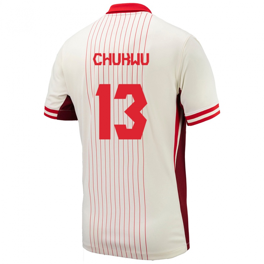 Herren Kanada Richard Chukwu #13 Weiß Auswärtstrikot Trikot 24-26 T-Shirt Schweiz