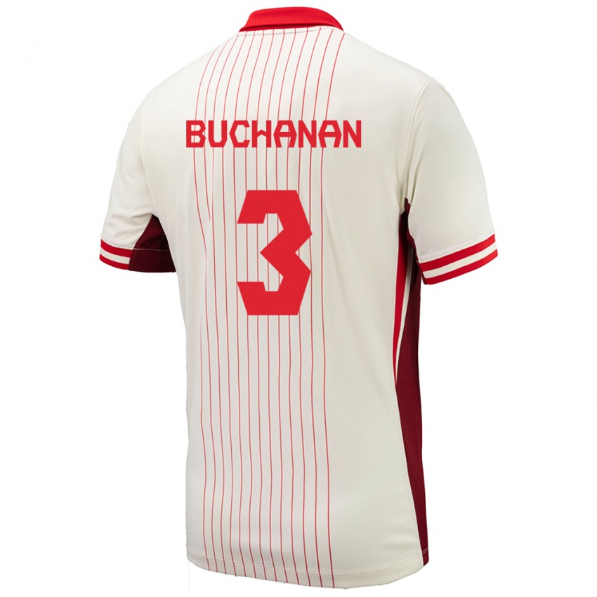 Homme Maillot Canada Kadeisha Buchanan #3 Blanc Tenues Extérieur 24-26 T-Shirt Suisse
