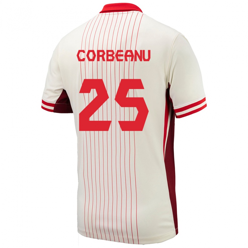 Herren Kanada Theo Corbeanu #25 Weiß Auswärtstrikot Trikot 24-26 T-Shirt Schweiz