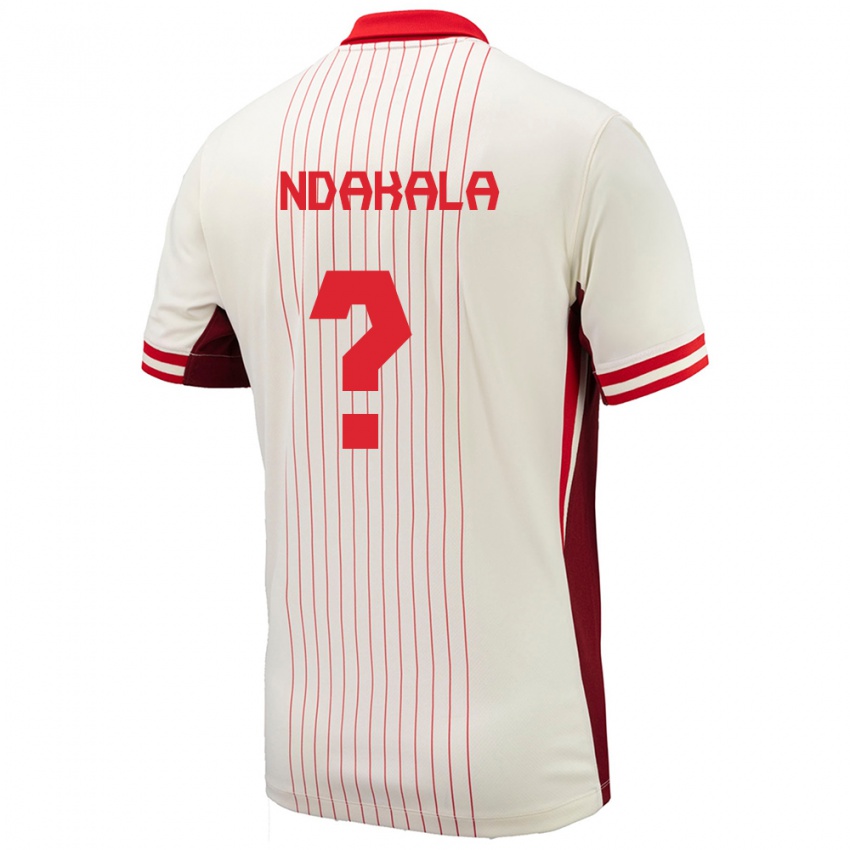 Homme Maillot Canada Joshue Ndakala #0 Blanc Tenues Extérieur 24-26 T-Shirt Suisse