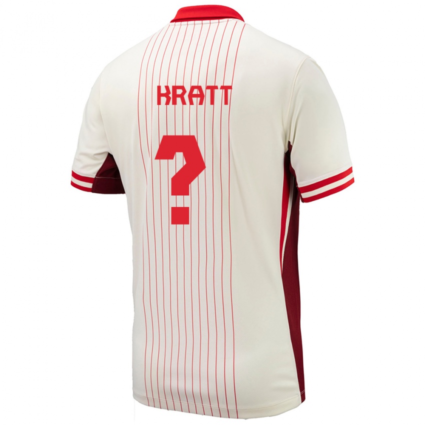 Homme Maillot Canada Ronan Kratt #0 Blanc Tenues Extérieur 24-26 T-Shirt Suisse