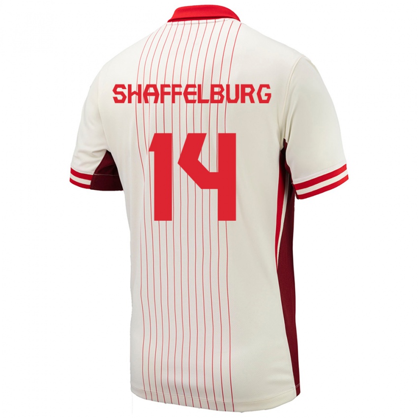 Herren Kanada Jacob Shaffelburg #14 Weiß Auswärtstrikot Trikot 24-26 T-Shirt Schweiz