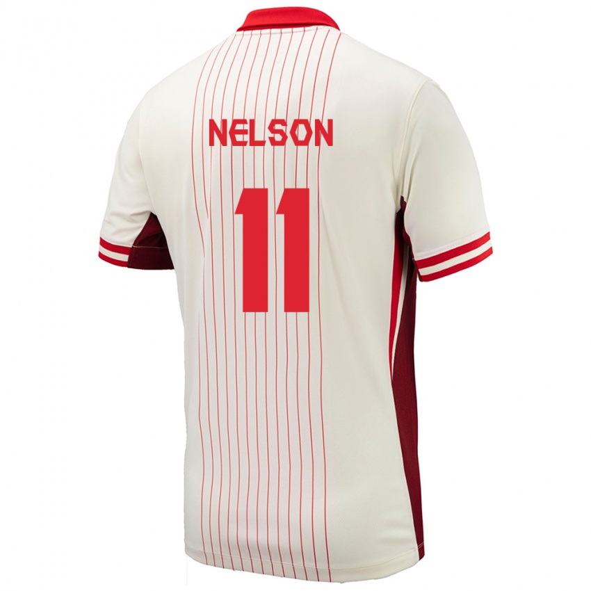 Homme Maillot Canada Jayden Nelson #11 Blanc Tenues Extérieur 24-26 T-Shirt Suisse