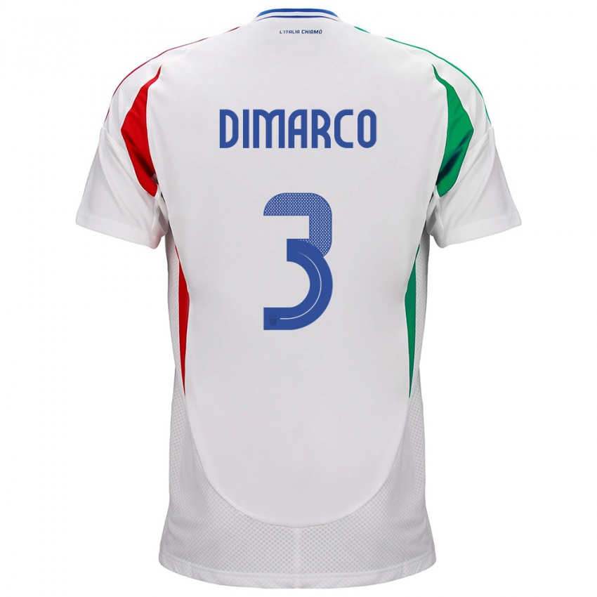 Herren Italien Federico Dimarco #3 Weiß Auswärtstrikot Trikot 24-26 T-Shirt Schweiz