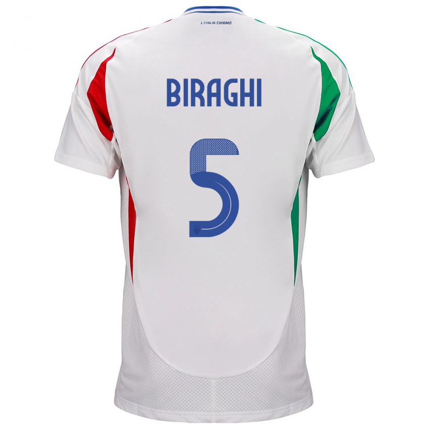 Herren Italien Cristiano Biraghi #5 Weiß Auswärtstrikot Trikot 24-26 T-Shirt Schweiz