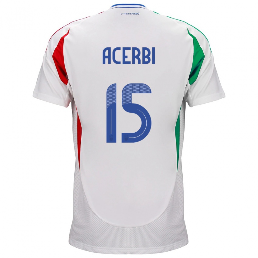 Herren Italien Francesco Acerbi #15 Weiß Auswärtstrikot Trikot 24-26 T-Shirt Schweiz
