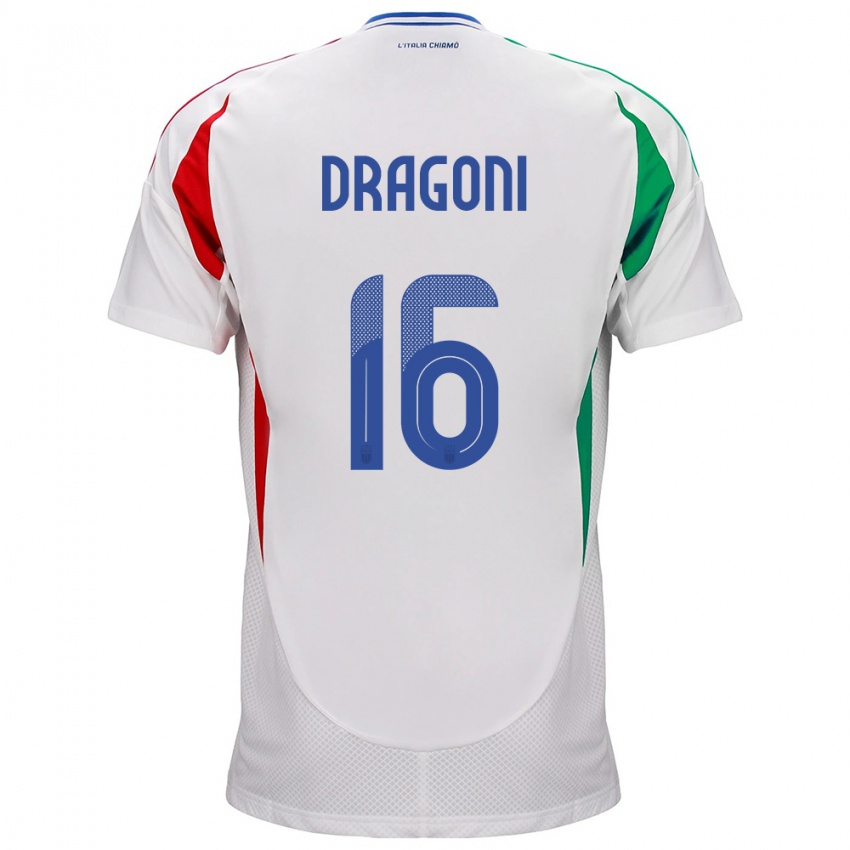 Herren Italien Giulia Dragoni #16 Weiß Auswärtstrikot Trikot 24-26 T-Shirt Schweiz
