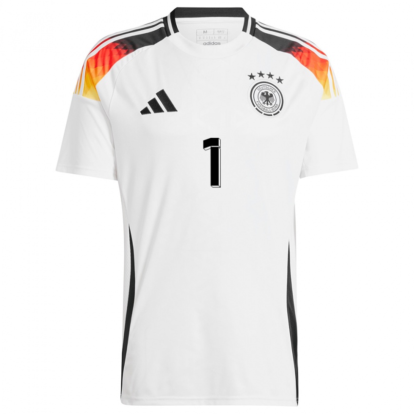 Femme Maillot Allemagne Frank Feller #1 Blanc Tenues Domicile 24-26 T-Shirt Suisse