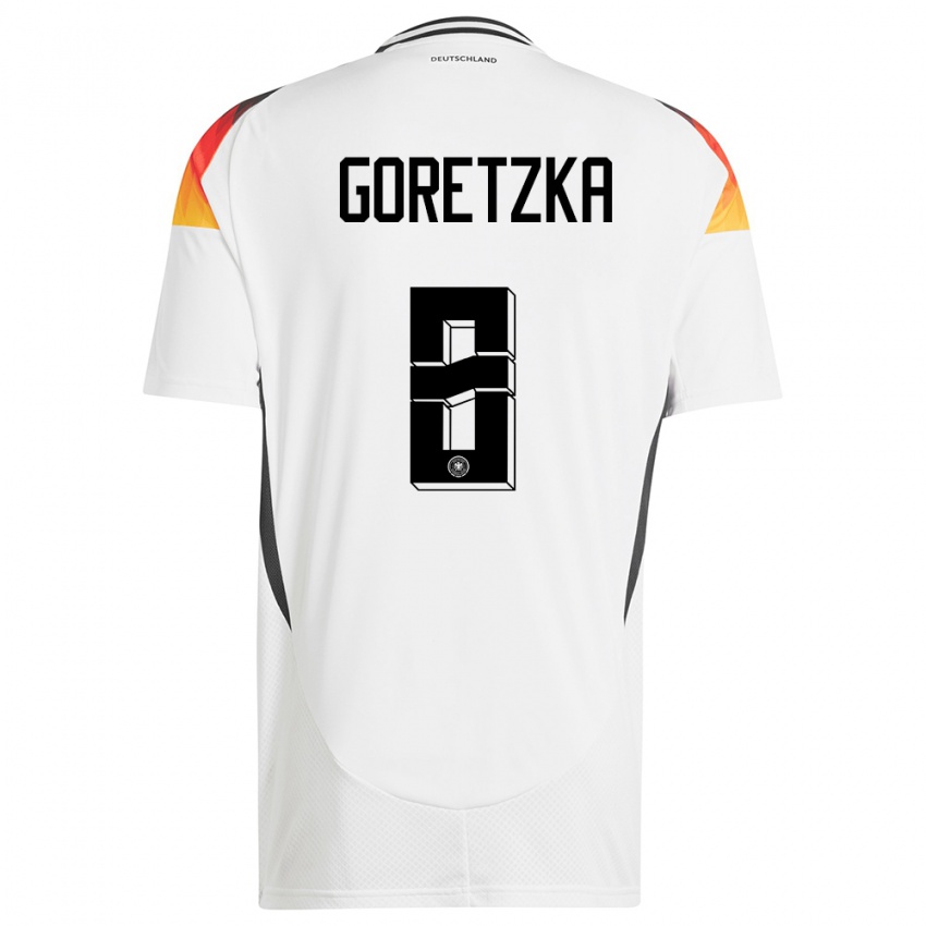 Damen Deutschland Leon Goretzka #8 Weiß Heimtrikot Trikot 24-26 T-Shirt Schweiz