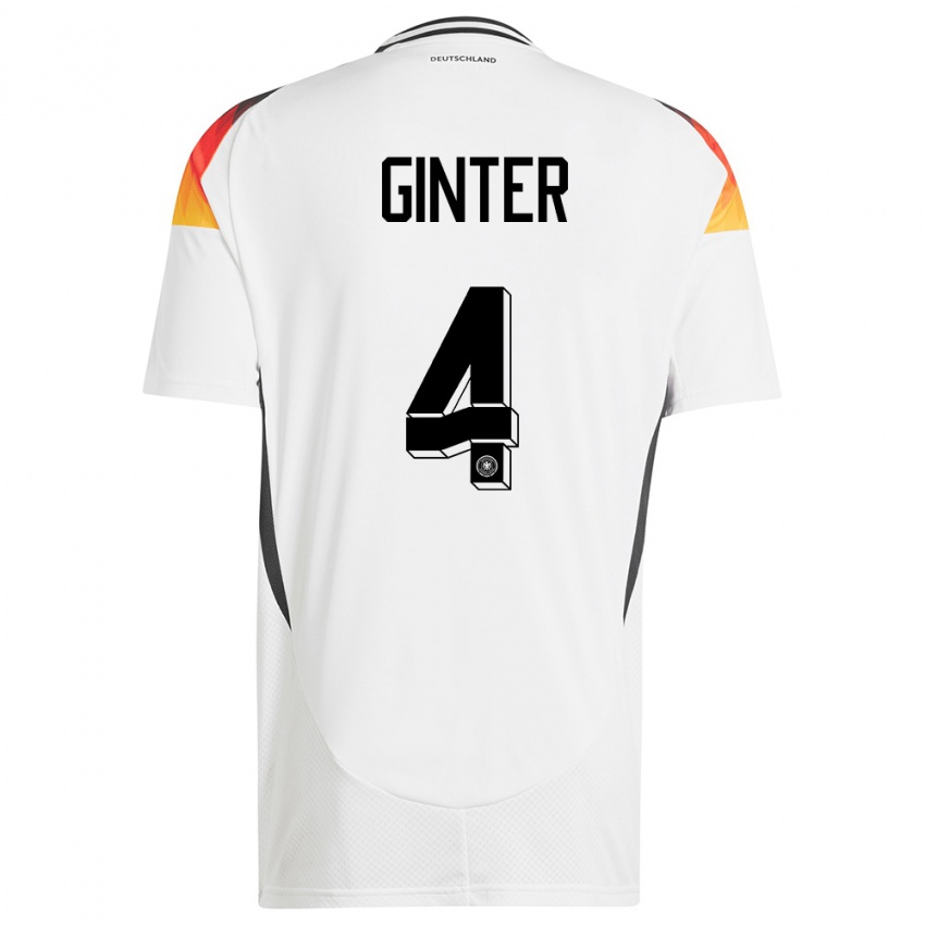 Damen Deutschland Matthias Ginter #4 Weiß Heimtrikot Trikot 24-26 T-Shirt Schweiz