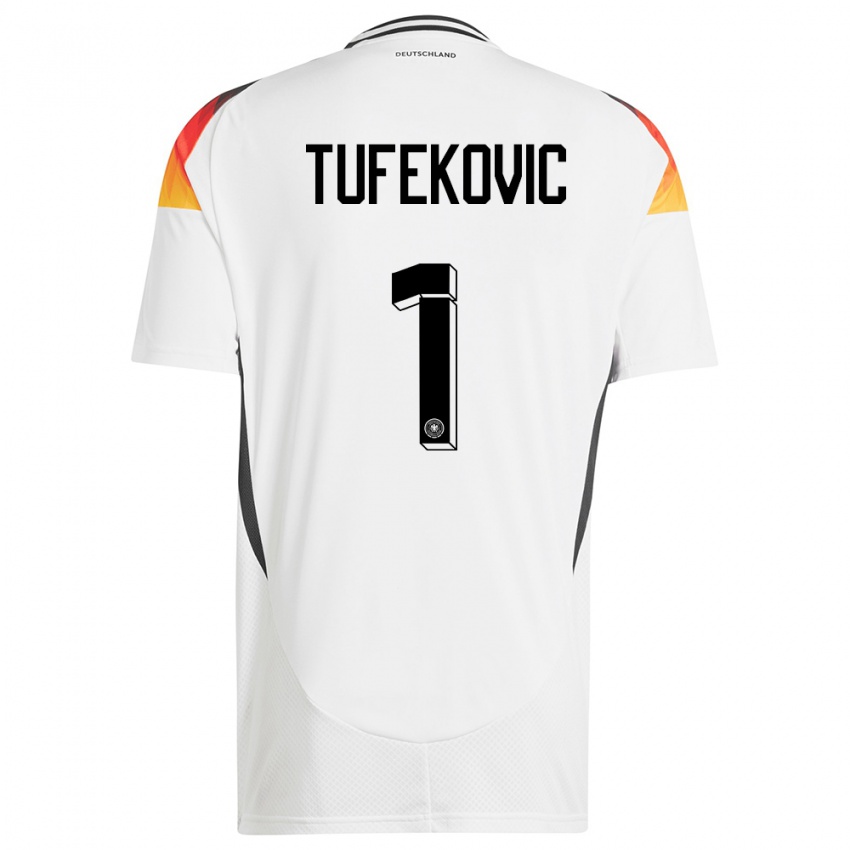 Femme Maillot Allemagne Martina Tufekovic #1 Blanc Tenues Domicile 24-26 T-Shirt Suisse