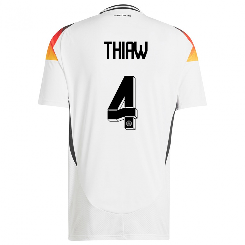 Damen Deutschland Malick Thiaw #4 Weiß Heimtrikot Trikot 24-26 T-Shirt Schweiz