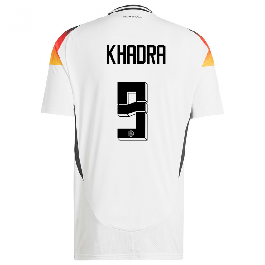 Femme Maillot Allemagne Reda Khadra #9 Blanc Tenues Domicile 24-26 T-Shirt Suisse