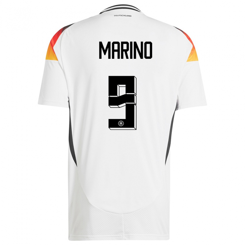 Femme Maillot Allemagne Stefano Marino #9 Blanc Tenues Domicile 24-26 T-Shirt Suisse