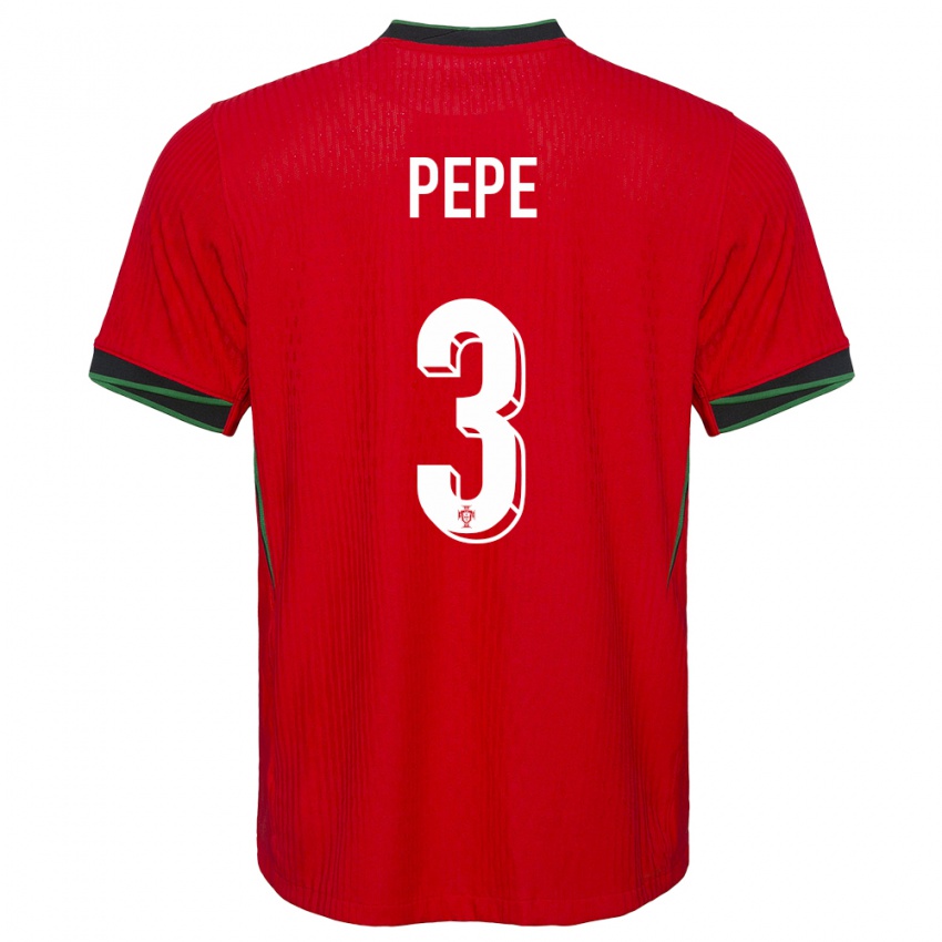 Damen Portugal Pepe #3 Rot Heimtrikot Trikot 24-26 T-Shirt Schweiz