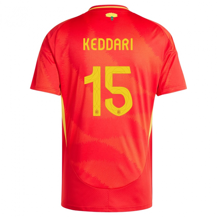 Femme Maillot Espagne Wassim Keddari #15 Rouge Tenues Domicile 24-26 T-Shirt Suisse