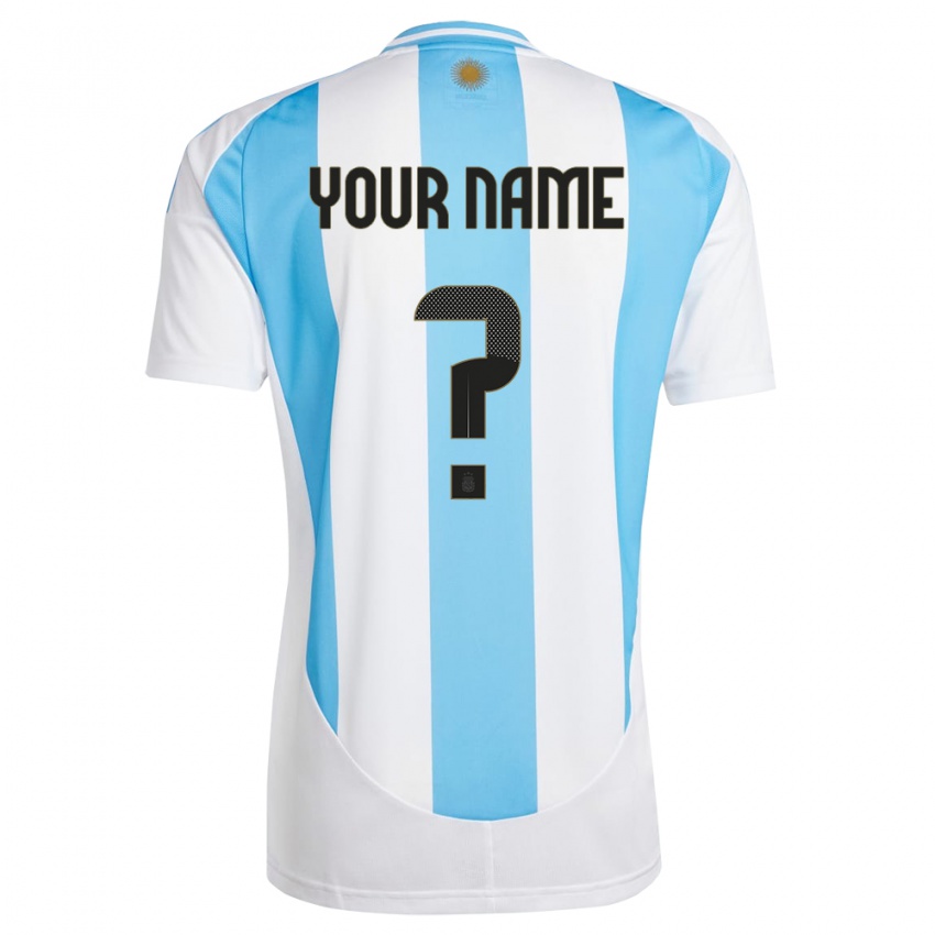 Damen Argentinien Ihren Namen #0 Weiß Blau Heimtrikot Trikot 24-26 T-Shirt Schweiz