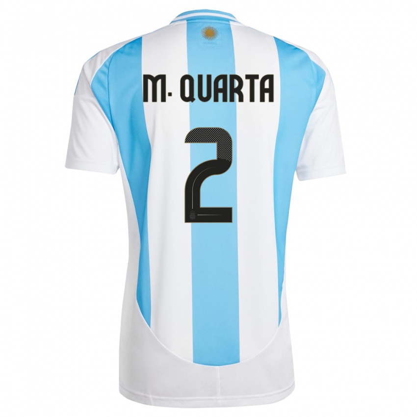 Damen Argentinien Lucas Martinez Quarta #2 Weiß Blau Heimtrikot Trikot 24-26 T-Shirt Schweiz