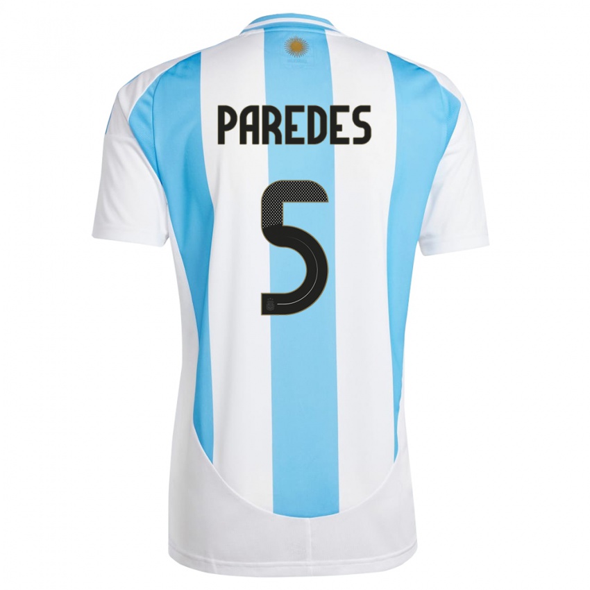 Damen Argentinien Leandro Paredes #5 Weiß Blau Heimtrikot Trikot 24-26 T-Shirt Schweiz