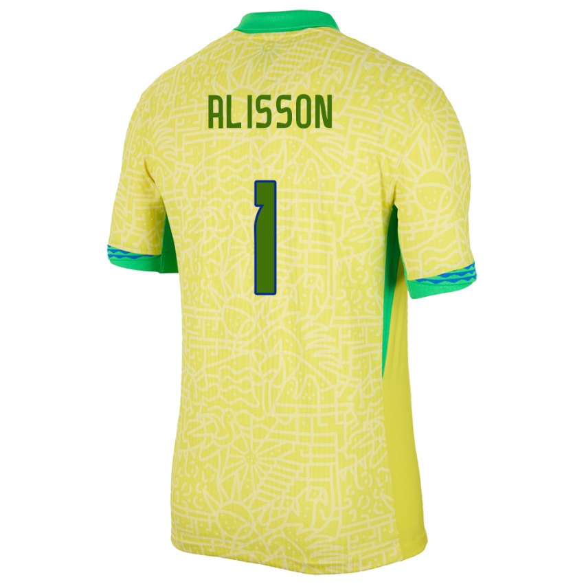 Damen Brasilien Alisson #1 Gelb Heimtrikot Trikot 24-26 T-Shirt Schweiz