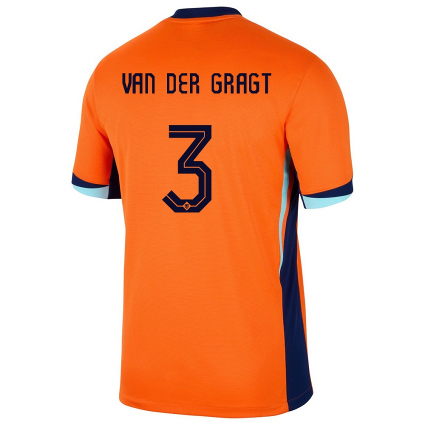 Femme Maillot Pays-Bas Stefanie Van Der Gragt #3 Orange Tenues Domicile 24-26 T-Shirt Suisse