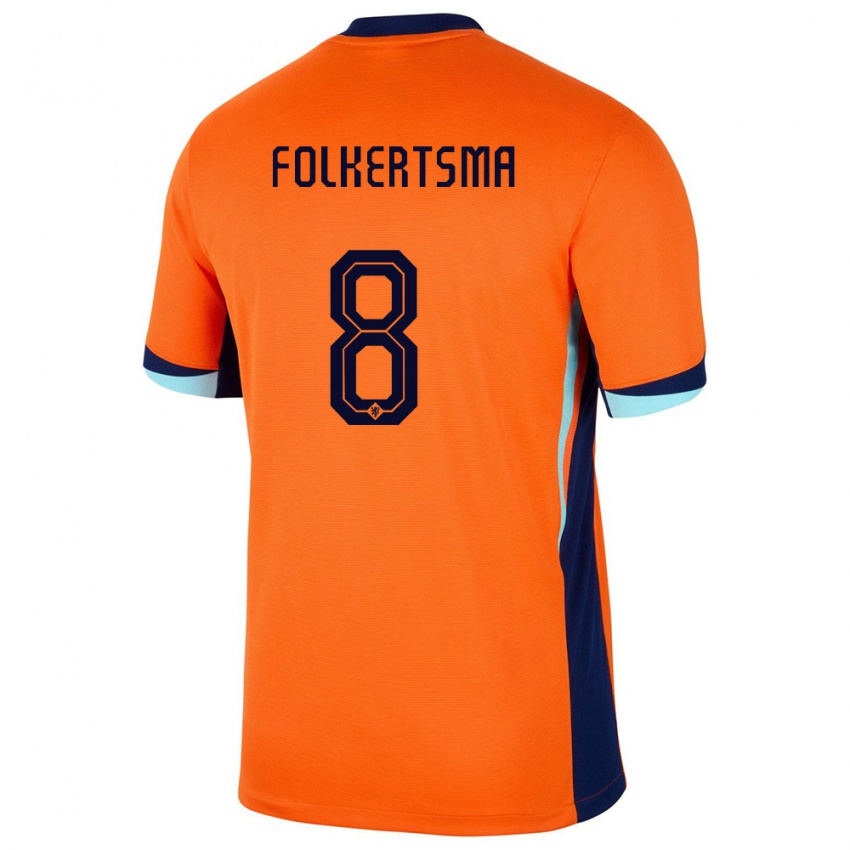 Damen Niederlande Sisca Folkertsma #8 Orange Heimtrikot Trikot 24-26 T-Shirt Schweiz